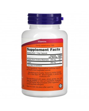 NOW Foods, Холин и инозитол, 100 растительных капсул